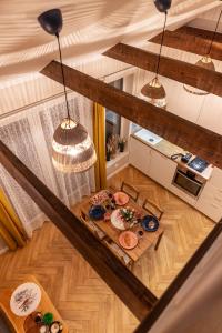 an overhead view of a table with food on it at Villa Kasztelan Apartamenty in Ustrzyki Dolne