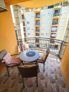 a view of a balcony with a table and chairs at Studio Centar in Trebinje
