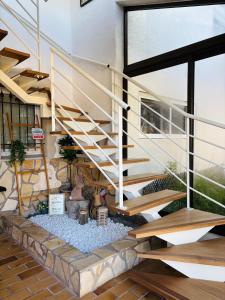a staircase in a house with a garden under it at Entre 2 eaux in Marseillan