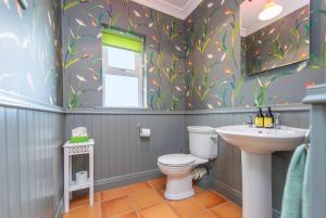 a bathroom with a toilet and a sink at Grianán in Ballyconneely +71 photos