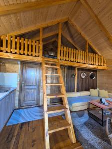 a room with a loft bed in a cabin at Cabin House Dubovik in Cetinje +23 photos