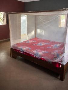 a bed with a canopy in a room at Campement Clair de Lune - Chez Dam et Amcé in Kachiouane +8 photos