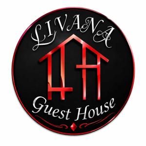 a black and red sign for a guest house at Livana Guesthouse - Goris in Goris