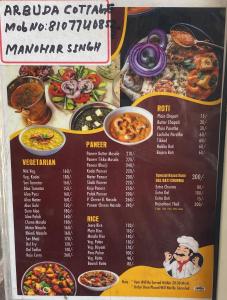 a menu for a nepalese restaurant with different dishes at Arbuda inn in Mount Ābu