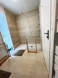 a bathroom with a shower and a walk in shower at LA PATTE D'OURS 2 in Ambon +20 photos
