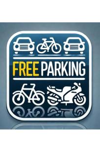 a free parking sign with bikes and cars on it at Hotel Silvana Garnì in Limone sul Garda