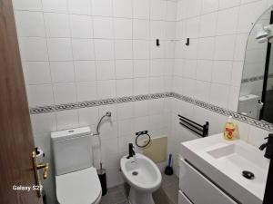 a bathroom with a toilet and a sink at T1 Universidade Açores in Ponta Delgada