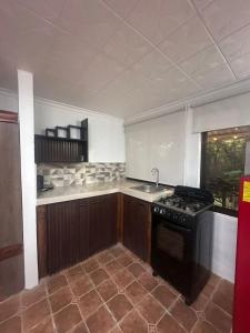 a kitchen with a stove and a sink at Villa Luis in Boquete +6 photos