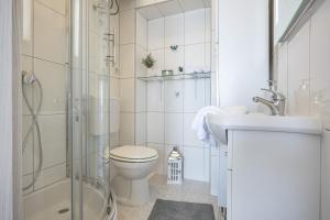a bathroom with a shower and a toilet and a sink at Casa Vita in Dramalj +23 photos