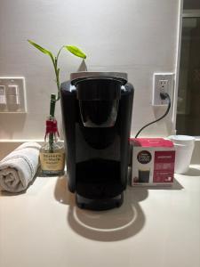 a coffee maker sitting on top of a counter at Hotel Vagabundo in Tijuana +33 photos