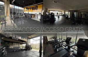an overhead view of a gym with exercise equipment at Suite Privada Zona Norte in Miravalle