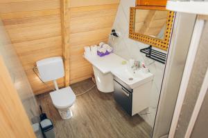 a small bathroom with a toilet and a sink at Mountain View in Tjentište