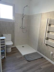 a bathroom with a shower and a toilet at La Faute Sur Mer in La Faute-sur-Mer