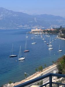 a group of boats in a large body of water at CasaPi' in Torri del Benaco