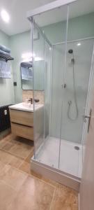 a bathroom with a shower and a sink at Studio proche Cathédrale in Autun