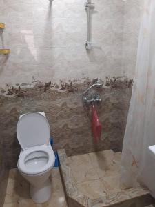 a bathroom with a toilet in a bathroom being remodeled at Guest house in Jermuk