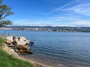 a large body of water with rocks in the water at La dolce vela in Muggia