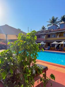 a view of a house and a swimming pool at Skylark Resort in Colva