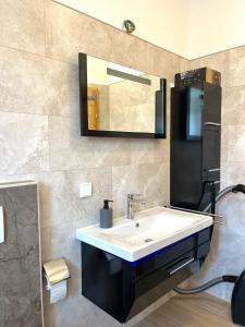 a bathroom with a sink and a mirror at Apartmani Drago in Vir +21 photos