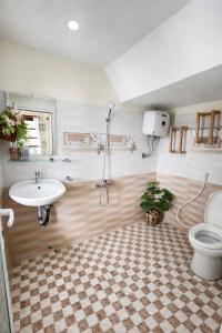 a bathroom with a sink and a toilet at Villa Thung Lũng Hồng 2 in Ấp Kim Thạch +20 photos
