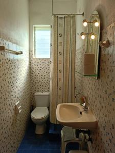 a bathroom with a toilet and a sink at Eri Studios in Agia Marina Aegina +52 photos