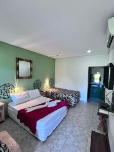 a hotel room with a bed and a television at Eco Charme da Bodoquena in Bodoquena