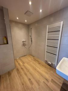 a bathroom with a shower and a sink at Ferienhof von Hammel in Sevelten +75 photos