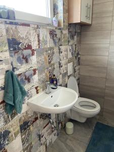 a bathroom with a sink and a toilet at Studio Angelina in Prestranek +9 photos