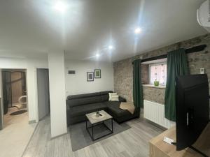 a living room with a couch and a window at Apartman Lari in Vižinada +11 photos