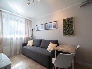 a living room with a couch and a table at Apartament Antoninek in Poznań