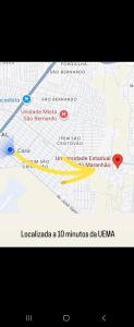 a screenshot of a google map with a red marker at Quarto solteiro custo-benefício in São Luís