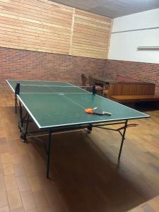 a ping pong table with a tennis racket on it at Ferienhaus Knecht in Neef +30 photos