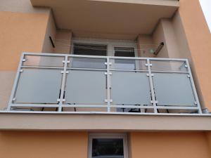 an empty balcony on the side of a building at Byt ve Zdechovicích in Zdechovice