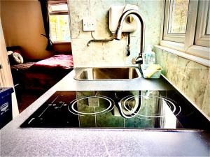 a kitchen counter with a sink and a sink at Westcliff Cottage in Southend-on-Sea +16 photos