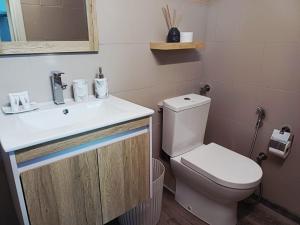 a bathroom with a toilet and a sink at Sam & Chlo Studio & Appartment - Grand Baie - Mauritius in Grand-Baie