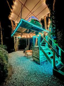a playground with a train on top of it at Biciting Combi Love Glamping with Jacuzzi and Views in Mineral del Chico