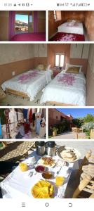 a collage of pictures of a room with a bed at Kasbah des roses in Aït Saïd