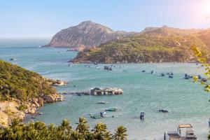 a view of a beach with people in the water at O'Stay Vinh Hy in Vĩnh Hy