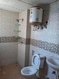 a bathroom with a toilet and a sink at Friendly Service Apartment in Ghaziabad