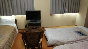 TV a/nebo společenská místnost v ubytování New Central Hotel Katsuta