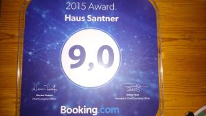 Certifikát, hodnocení, plakát nebo jiný dokument vystavený v ubytování Haus Santner