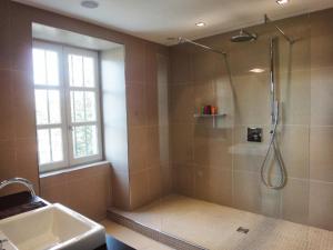 a bathroom with a shower and a sink at Maison de Manne in Saint-Just-de-Claix