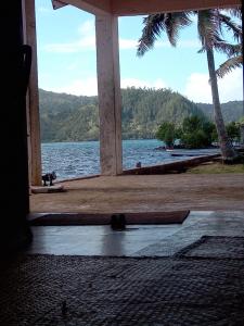 a view of the water from the porch of a house at Saumualevu in Kavala