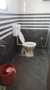 a bathroom with a white toilet in a room at jAYESH PALACE in Loni Kālbhor