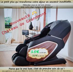 a advertisement for a massage chair in a room at Château de Grandmont - Escale authentique au coeur des vignes in Blacé