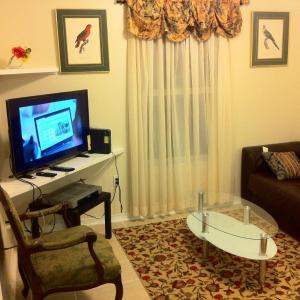 a living room with a tv and a coffee table at Great Clean in New Orleans