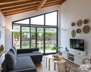 a living room with a couch and a tv at Wine House by Ponta Negra Azores in Altares