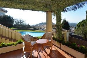 a patio with a table and chairs on a balcony at Quatre vents Ref 163 in Begur