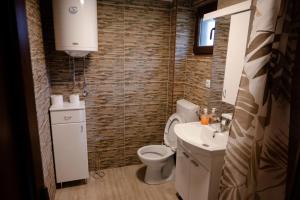 a bathroom with a toilet and a sink at Konaci kod Bobe in (( Vratna )) +33 photos
