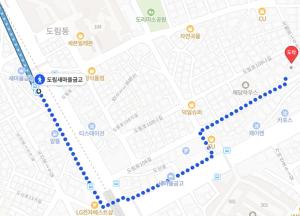 a map with a red marker on it at 메종 블랑 서울 in Seoul